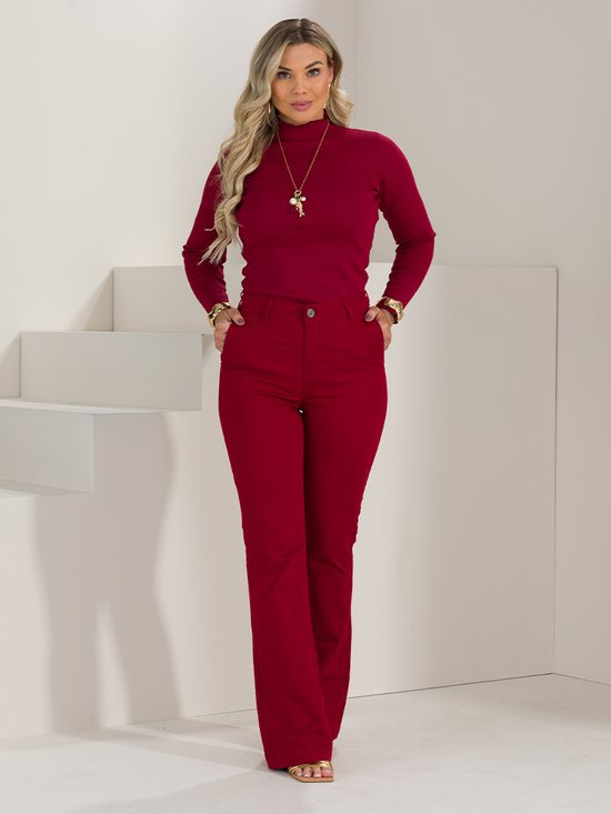 Calça Feminina Sarja Boot Cut (Não Desbota)
