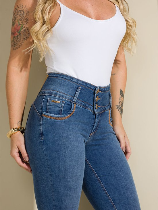 Calça Feminina Jeans Cigarrete Grazi Chapa Barriga