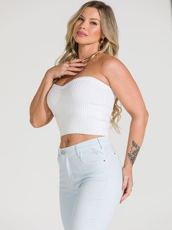 Calça Feminina Jeans Capri Tri-blend Lycra Modeladora