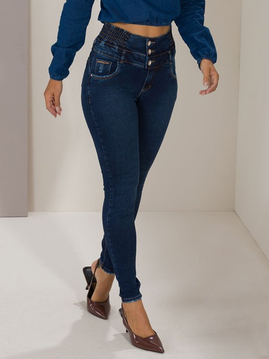 Calça Feminina Jeans Skinny Chapa Barriga