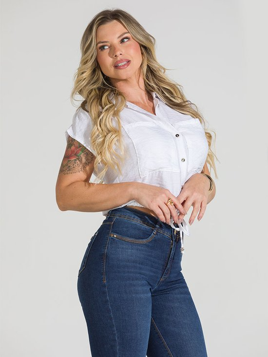 Calça Feminina Jeans Cigarrete Safira Destroyed