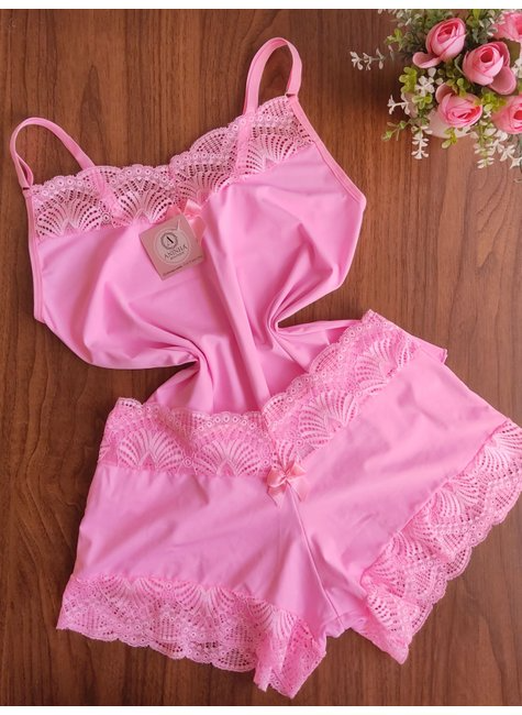 KIT Baby Doll Color + 2 Calcinhas + Plug - Rosa Babaloo