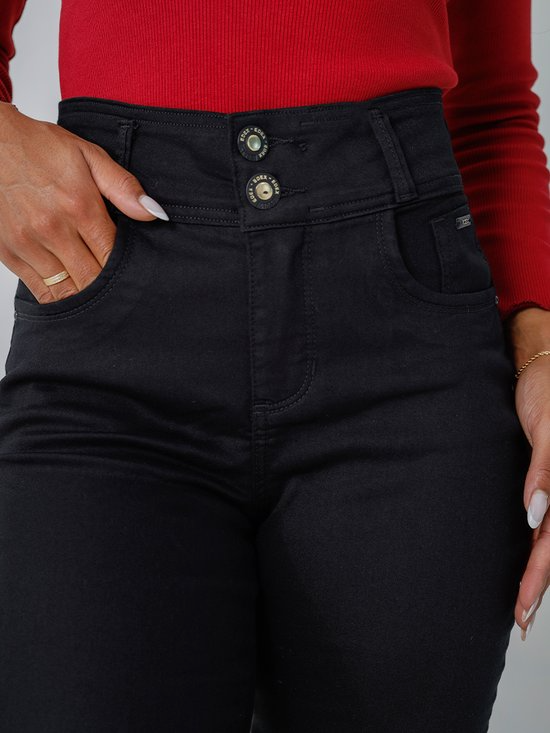 Calça Feminina Jeans Cigarrete (Não Desbota) Cintura Alta