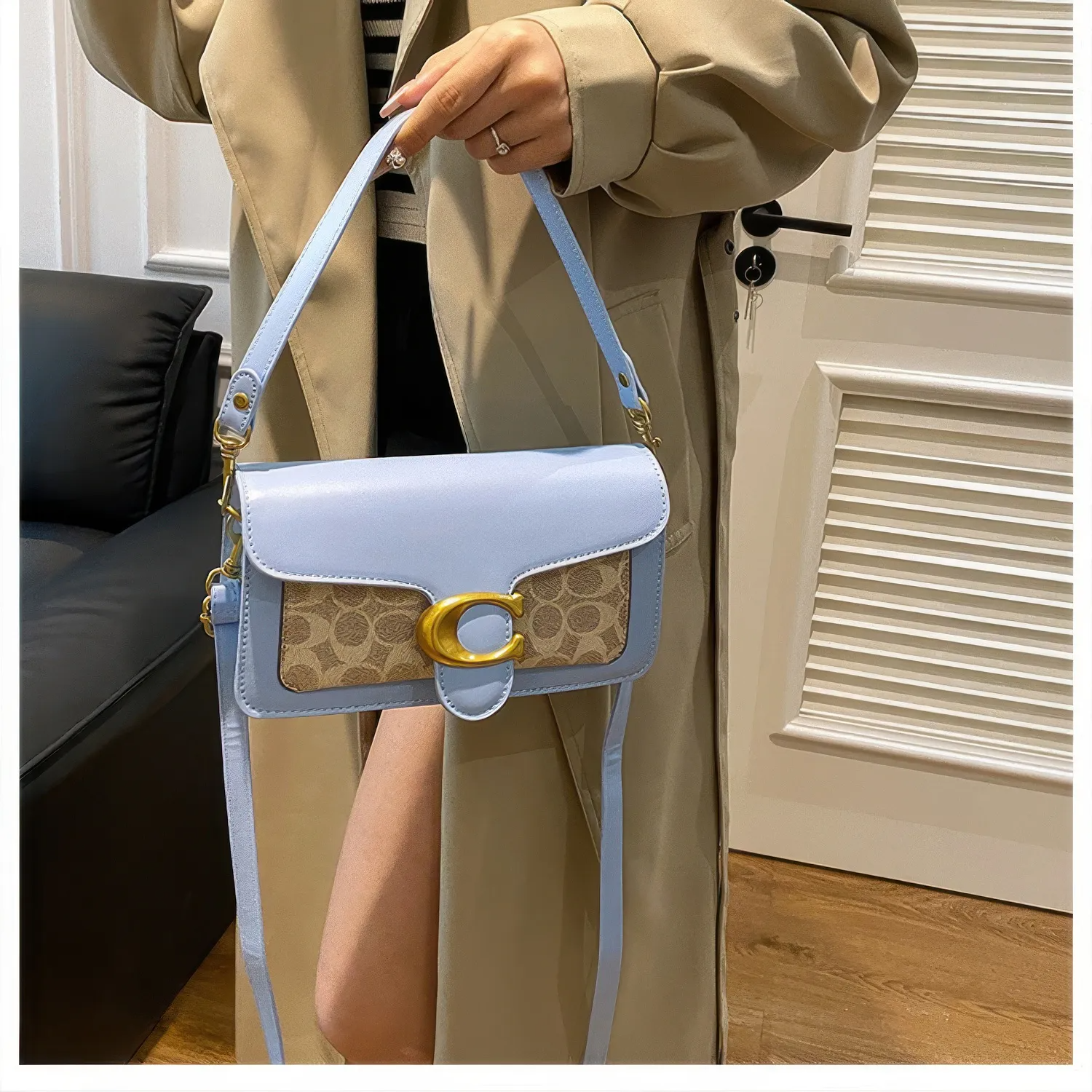 Bolsa Tabby Shoulder 26 Coach – Azul Monograma