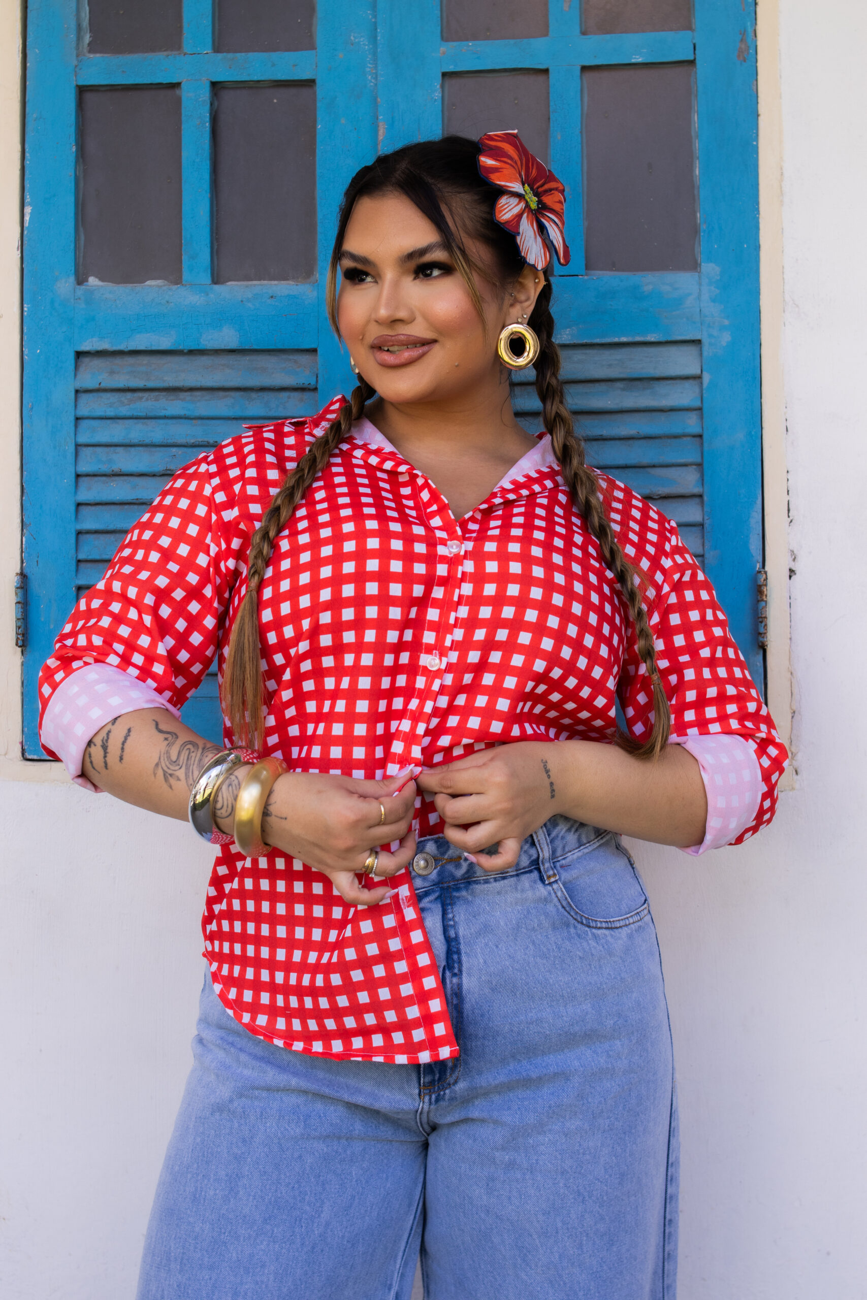 Camisa Junina Xadrez