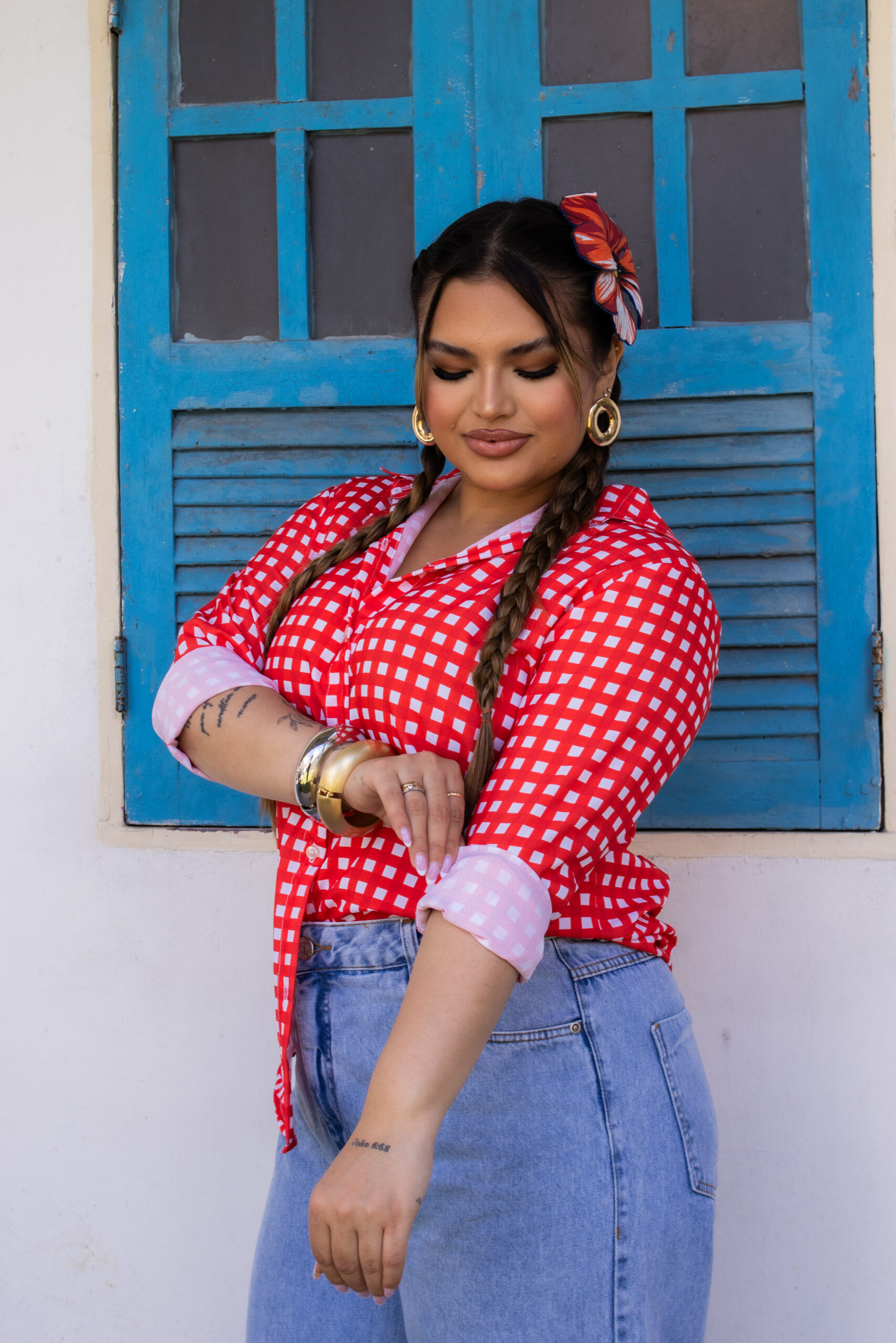 Camisa Junina Xadrez