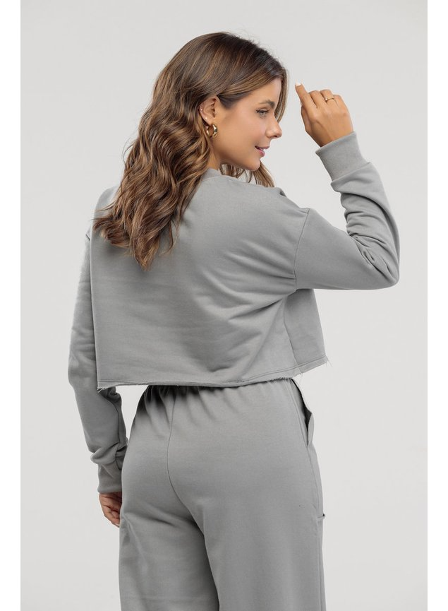 Conjunto Blusa Cropped de Moletom - Especial de Inverno