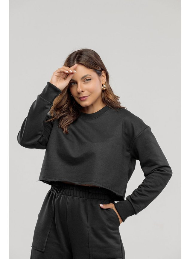 Conjunto Blusa Cropped de Moletom - Especial de Inverno