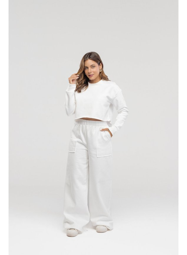Conjunto Blusa Cropped de Moletom - Especial de Inverno
