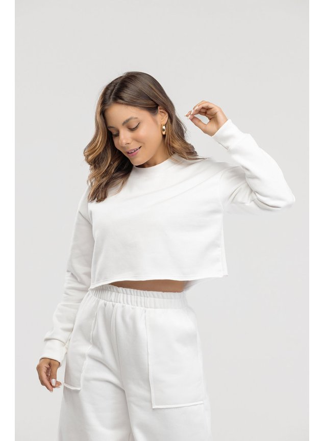 Conjunto Blusa Cropped de Moletom - Especial de Inverno