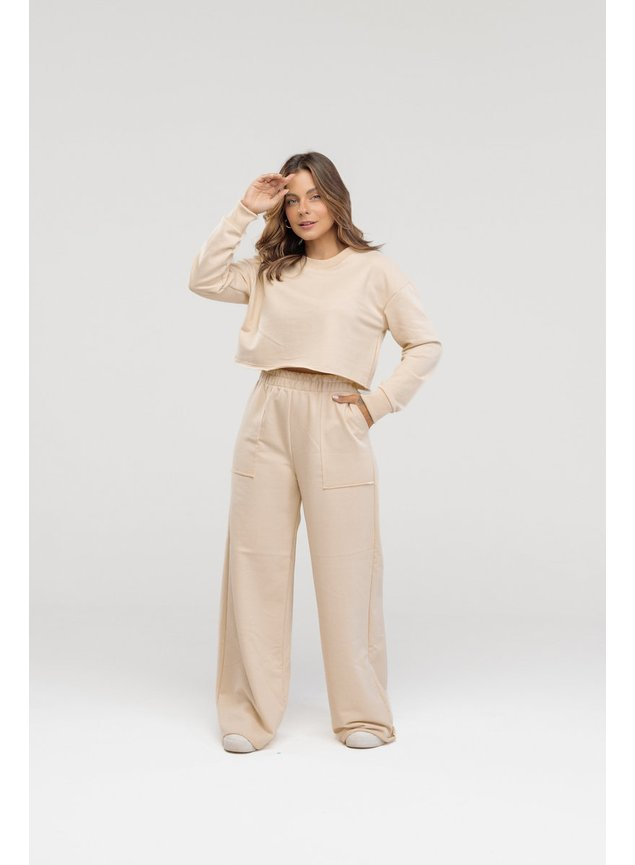 Conjunto Blusa Cropped de Moletom - Especial de Inverno