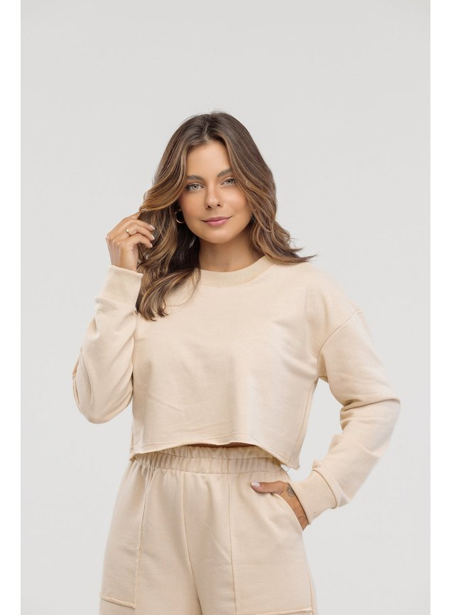 Conjunto Blusa Cropped de Moletom - Especial de Inverno