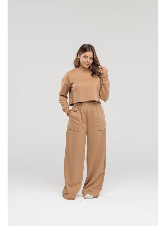 Conjunto Blusa Cropped de Moletom - Especial de Inverno