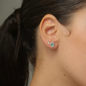 Conjunto Prata Veneza 925 Cristal Oval Cravejado (Banhado á Ouro Branco 14k)