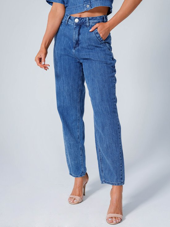 Calça Feminina Jeans Slouchy Reta Cintura Alta