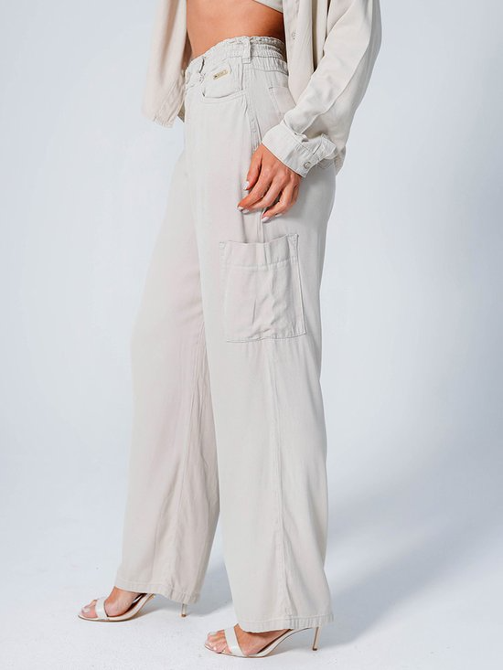 Calça Feminina Sarja Wide Leg Utilitária