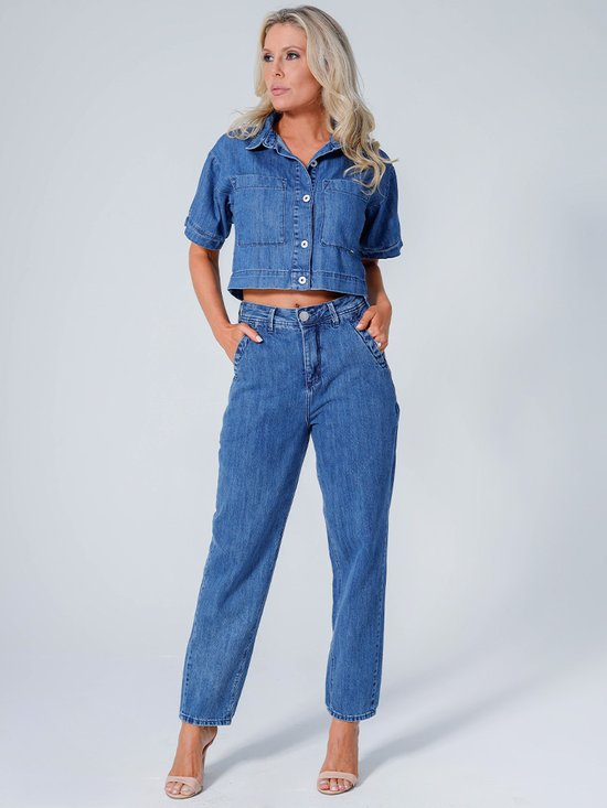 Calça Feminina Jeans Slouchy Reta Cintura Alta