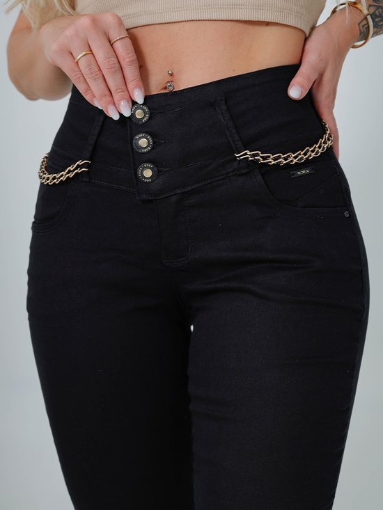 Calça Feminina Sarja Cigarrete Sabrina Chapa Barriga