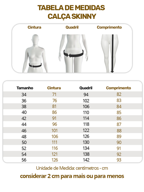 Calça Feminina Jeans Cigarrete Lycra Cós Alto