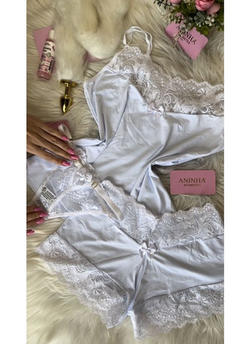 KIT Baby Doll + Calcinha Anita + Plug com Rabo - Branco
